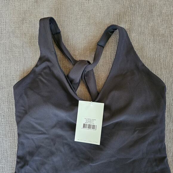 NWT Wilo The Label Women's Black V-Neck Cross Back One Piece Swim Suit Size L - Picture 2 of 7